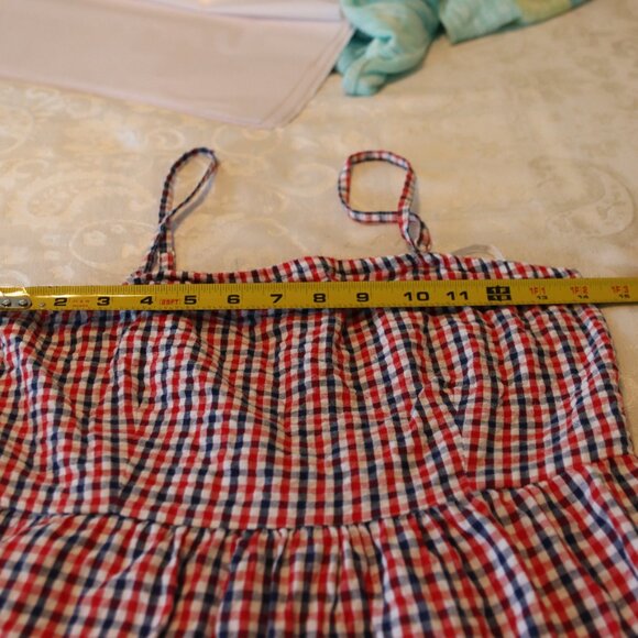 Jessica Simpson Red/White/Blue Gingham 100% Cotton Sundress Medium Summer - Picture 4 of 15
